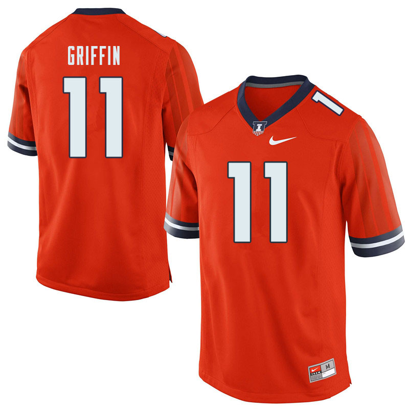 Men #11 Caleb Griffin Illinois Fighting Illini College Football Jerseys Sale-Orange